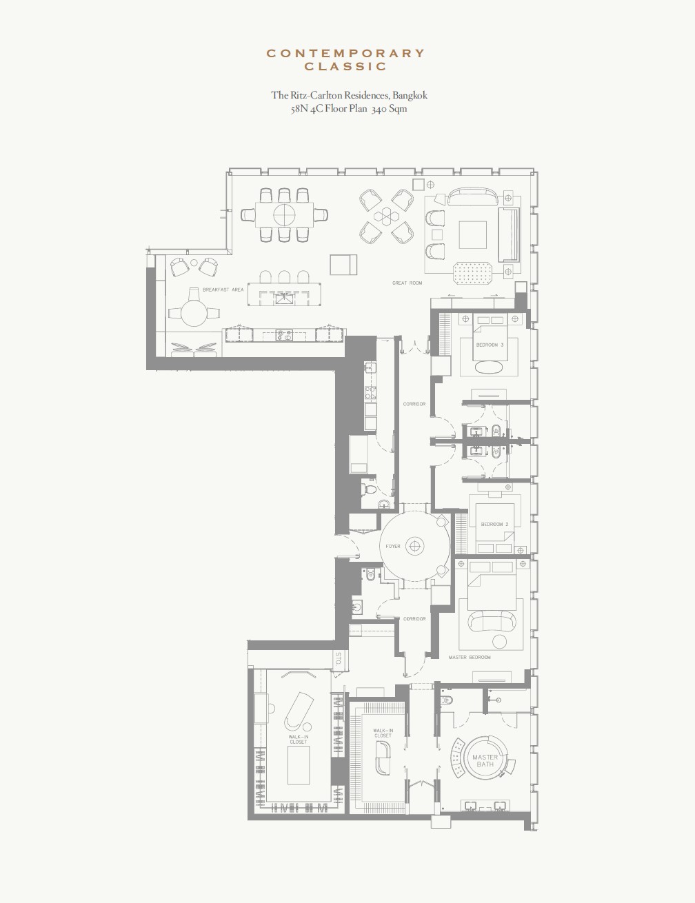 The RitzCarlton Residences, Bangkok Penthouse layout
